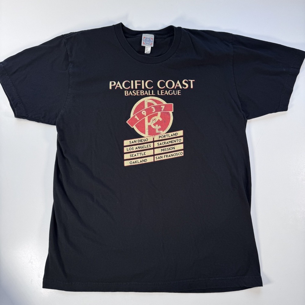 EBBETS FIELD Flannels Pacific Coast League 1937 Graphic Tee Adult XL Black USA